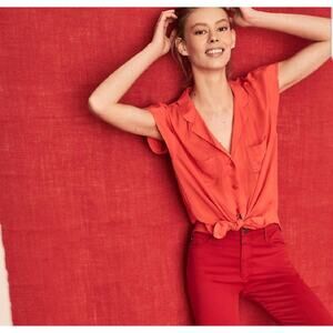 Anthropologie Maeve Raffine Tangerine Top Small